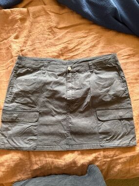 ARULA Grey Washed Cargo Mini Skirt